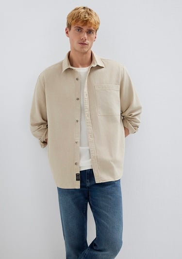  Mavi Cepli Ekru Gömlek Regular Fit / Normal Kesim 0211827-70004