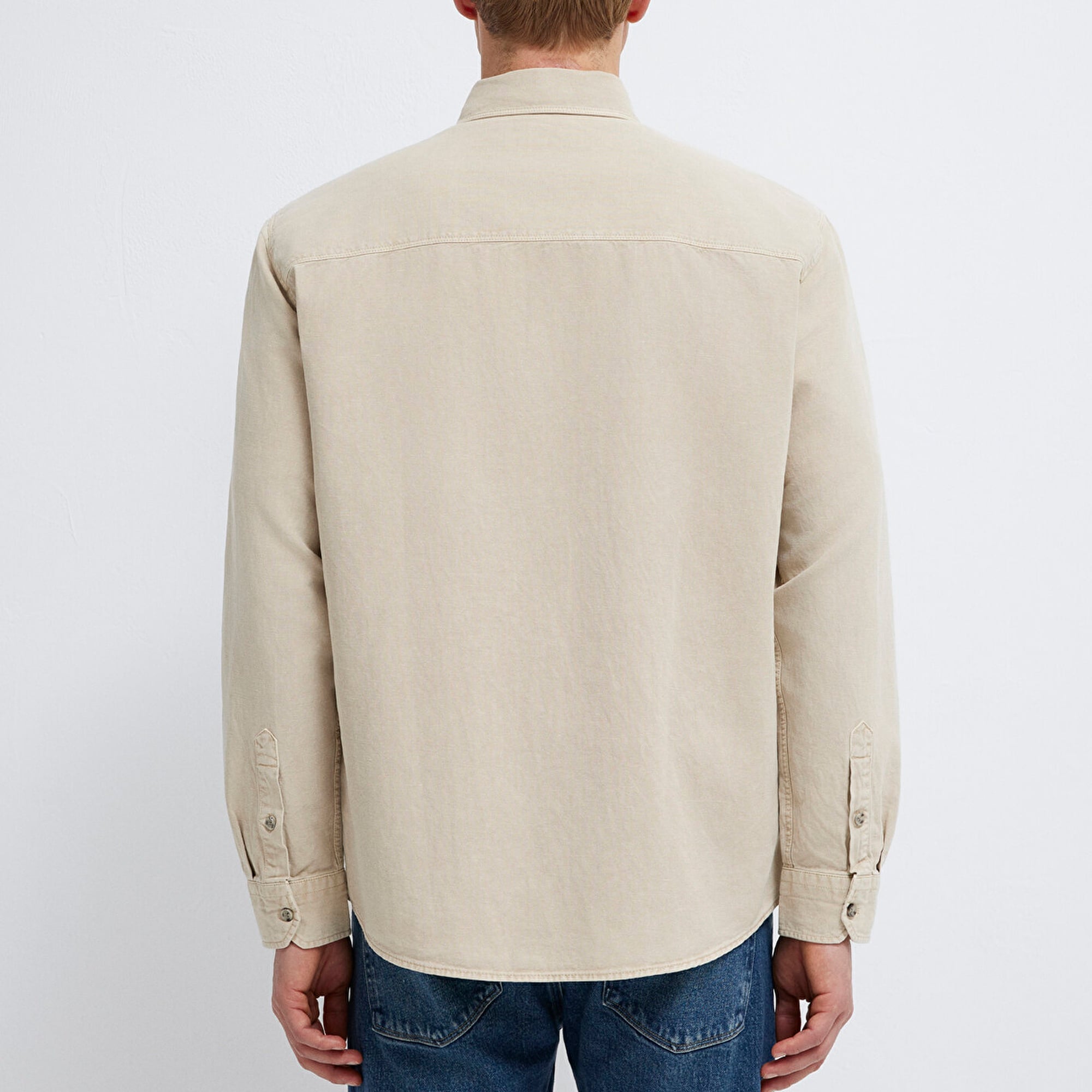 Mavi Cepli Ekru Gömlek Regular Fit / Normal Kesim 0211827-70004