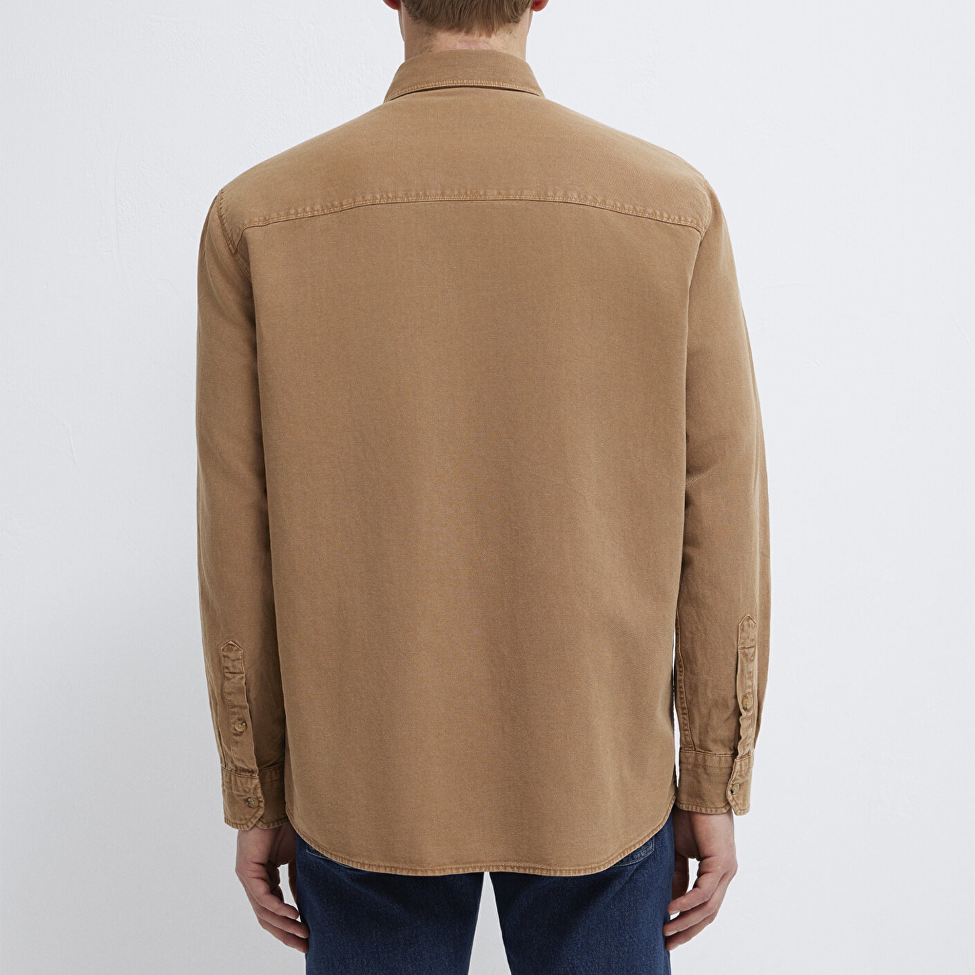 Mavi Cepli Kahverengi Gömlek  0211827-88616