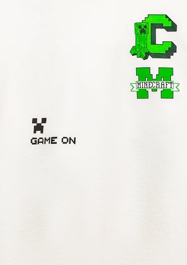  Mavi Minecraft Baskılı Kapüşonlu Ekru Sweatshirt. 6S10176-70057