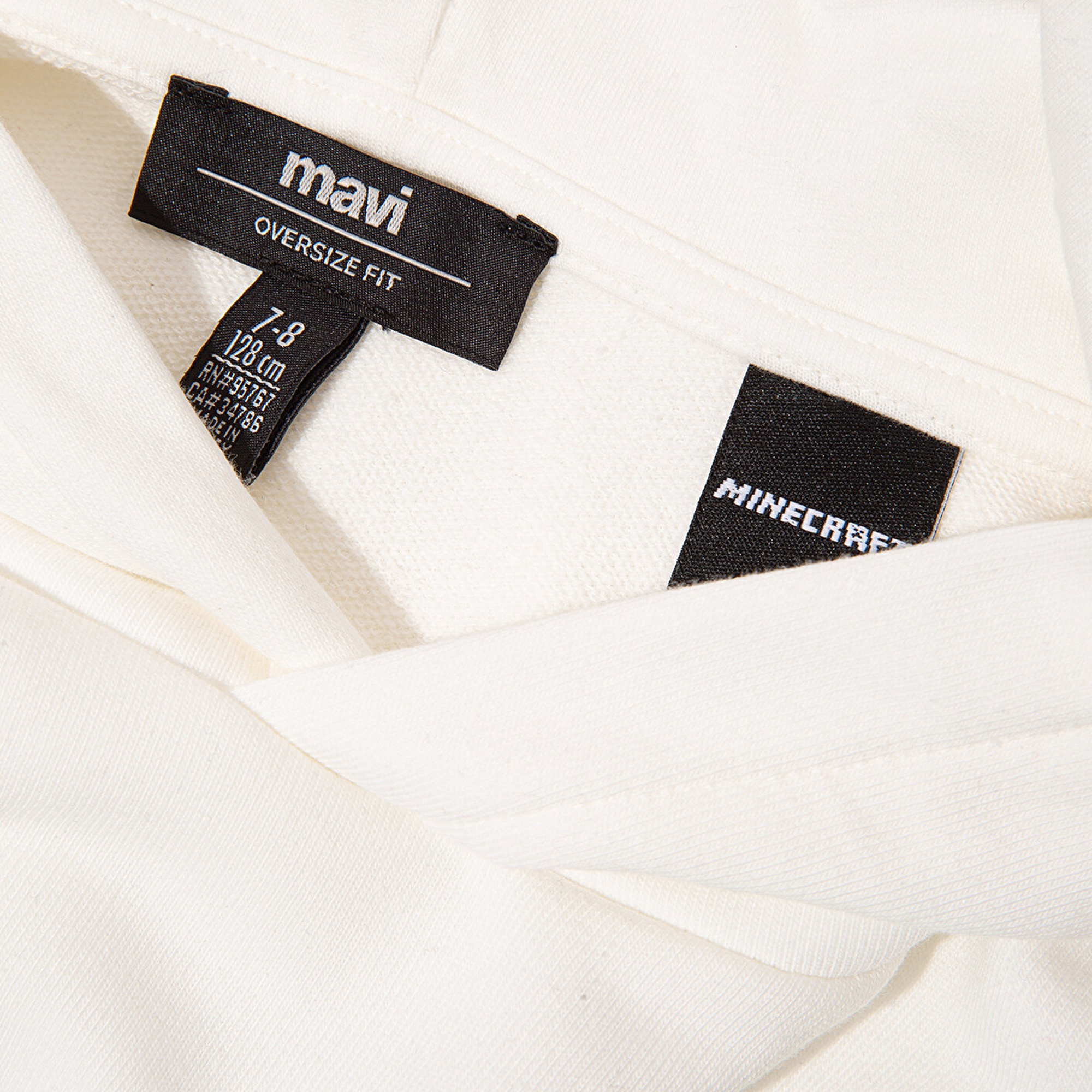 Mavi Minecraft Baskılı Kapüşonlu Ekru Sweatshirt. 6S10176-70057