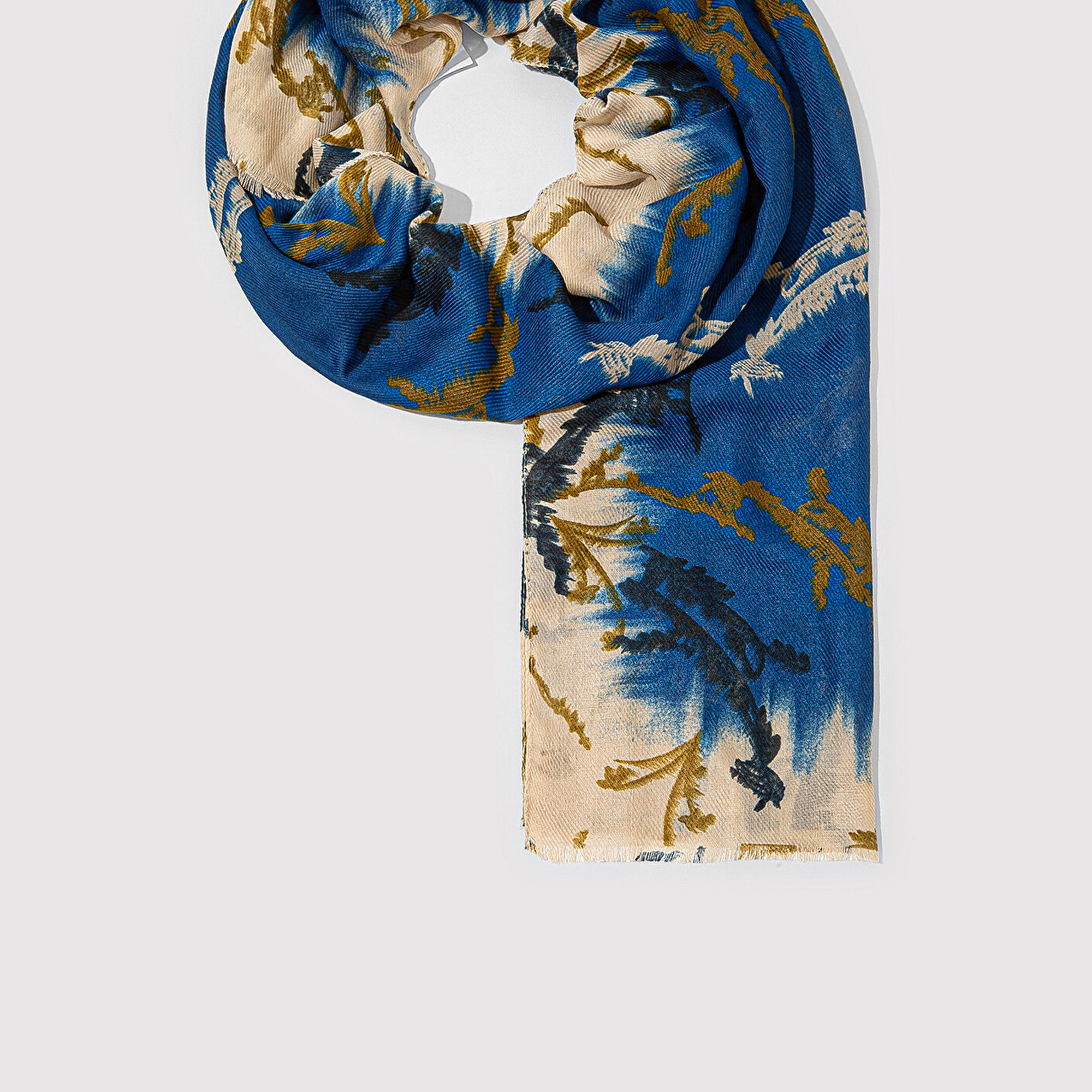 Mavi Desenli Lacivert Şal 1913849-35596