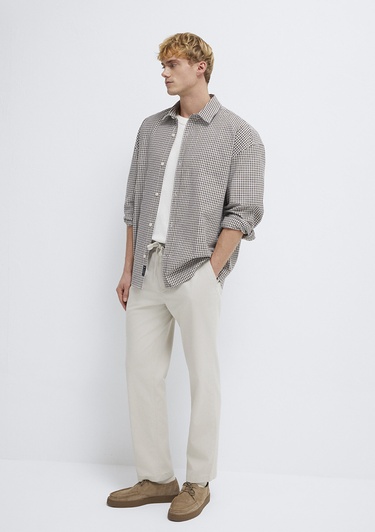  Mavi Kahverengi Ekose Gömlek Oversize / Geniş Kesim 0211870-91413