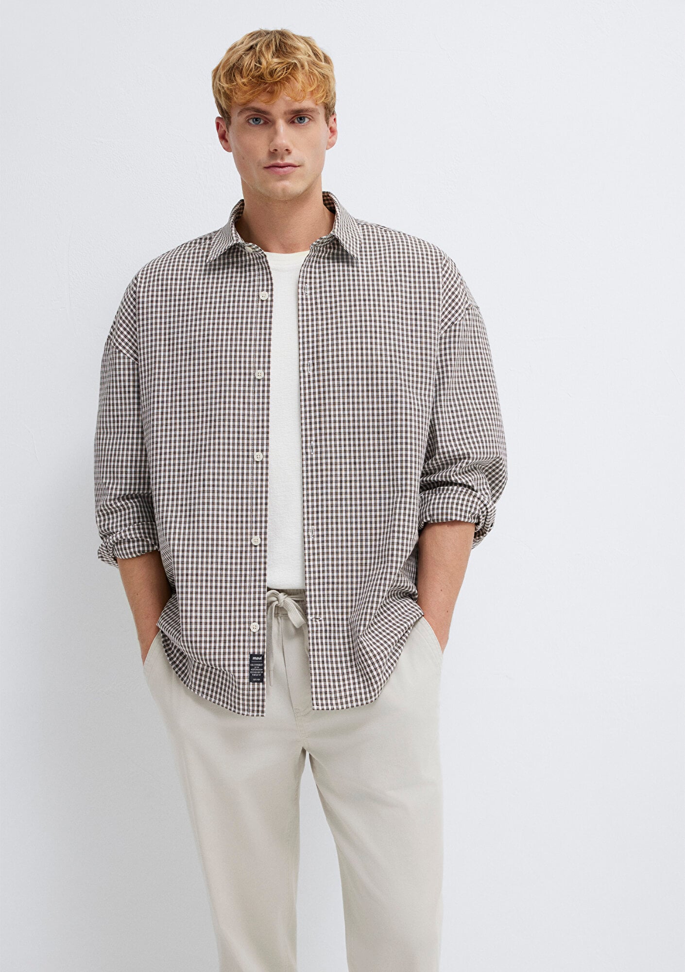  Mavi Kahverengi Ekose Gömlek Oversize / Geniş Kesim 0211870-91413