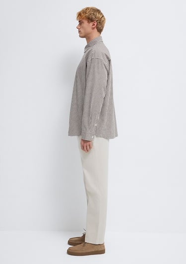  Mavi Kahverengi Ekose Gömlek Oversize / Geniş Kesim 0211870-91413