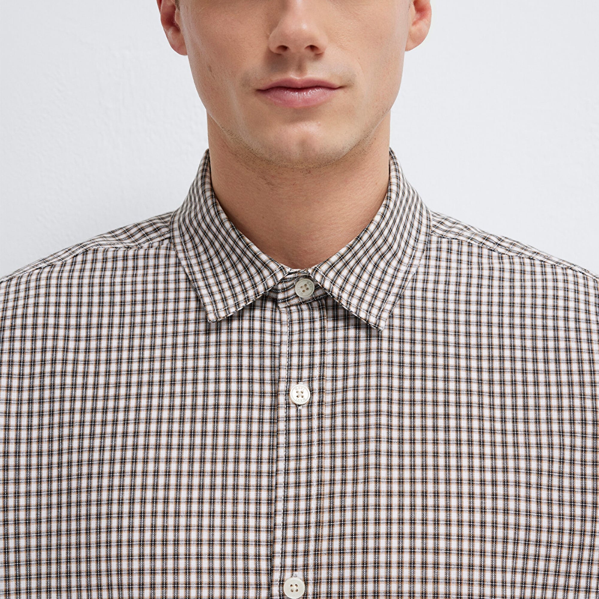 Mavi Kahverengi Ekose Gömlek Oversize / Geniş Kesim 0211870-91413