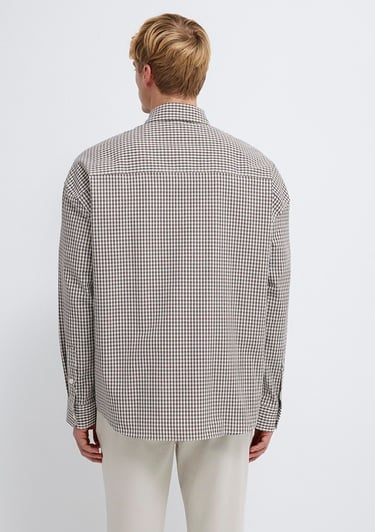  Mavi Kahverengi Ekose Gömlek Oversize / Geniş Kesim 0211870-91413