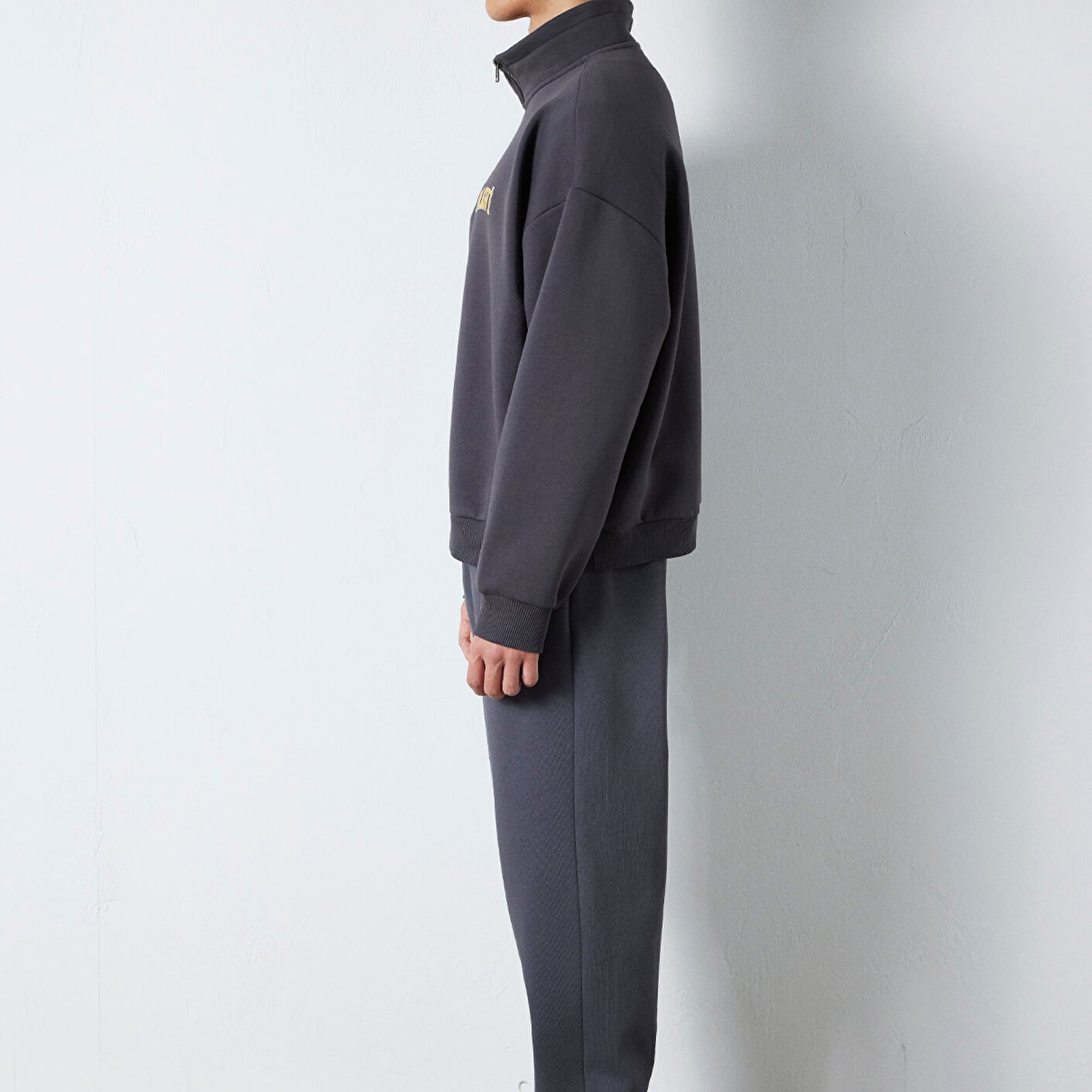 Mavi Mavi Logo Baskılı Yarı Fermuarlı Antrasit Sweatshirt 0S10208-70101