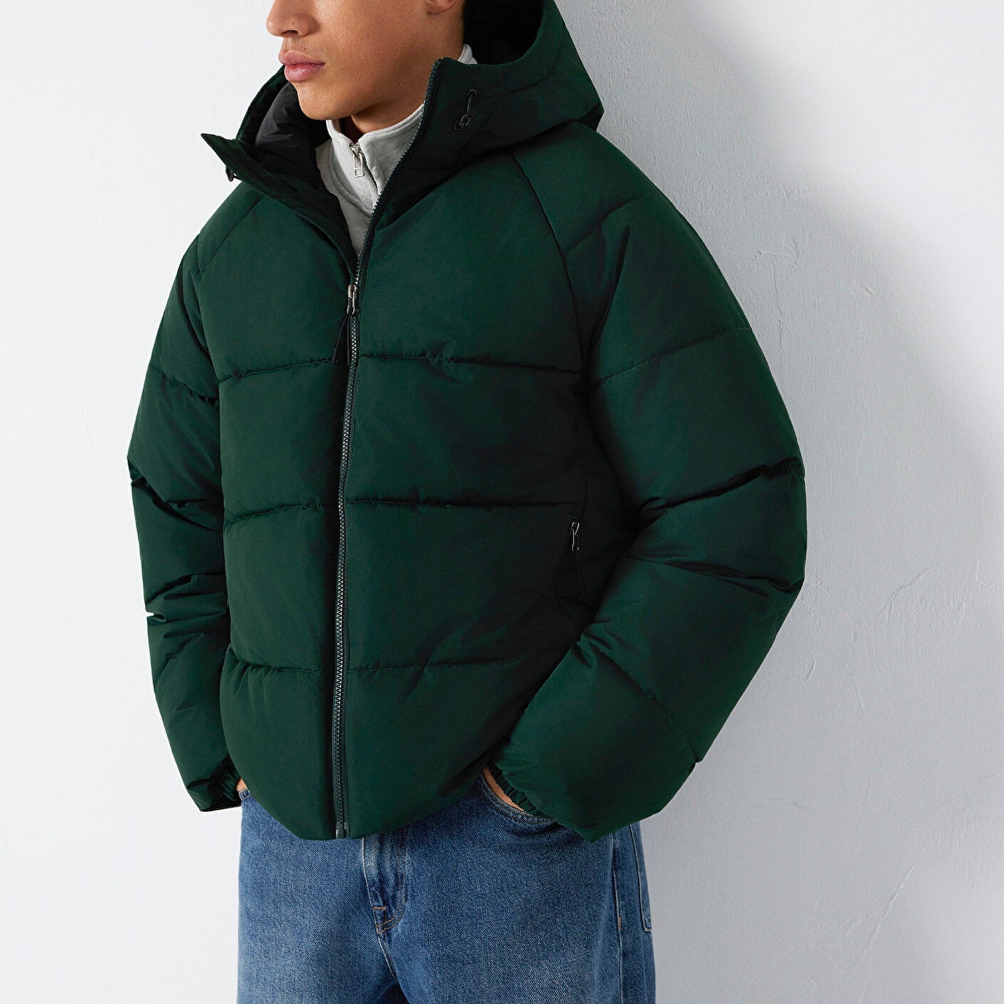 Mavi Kapüşonlu Yeşil Ceket Loose Fit / Bol Rahat Kesim 0110756-85370