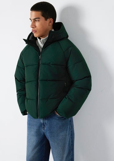  Mavi Kapüşonlu Yeşil Ceket Loose Fit / Bol Rahat Kesim 0110756-85370