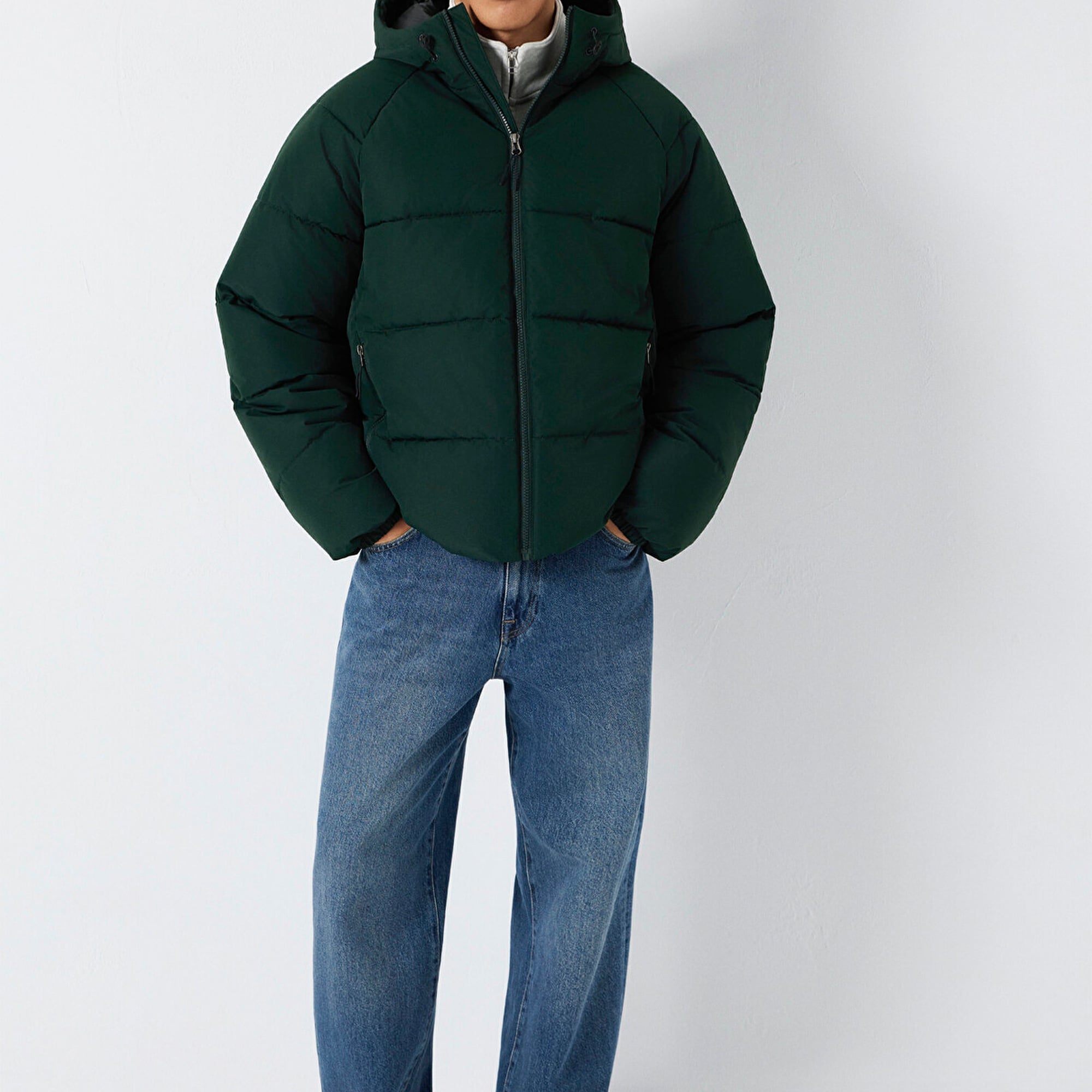 Mavi Kapüşonlu Yeşil Ceket Loose Fit / Bol Rahat Kesim 0110756-85370