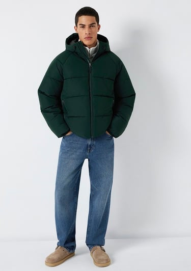  Mavi Kapüşonlu Yeşil Ceket Loose Fit / Bol Rahat Kesim 0110756-85370