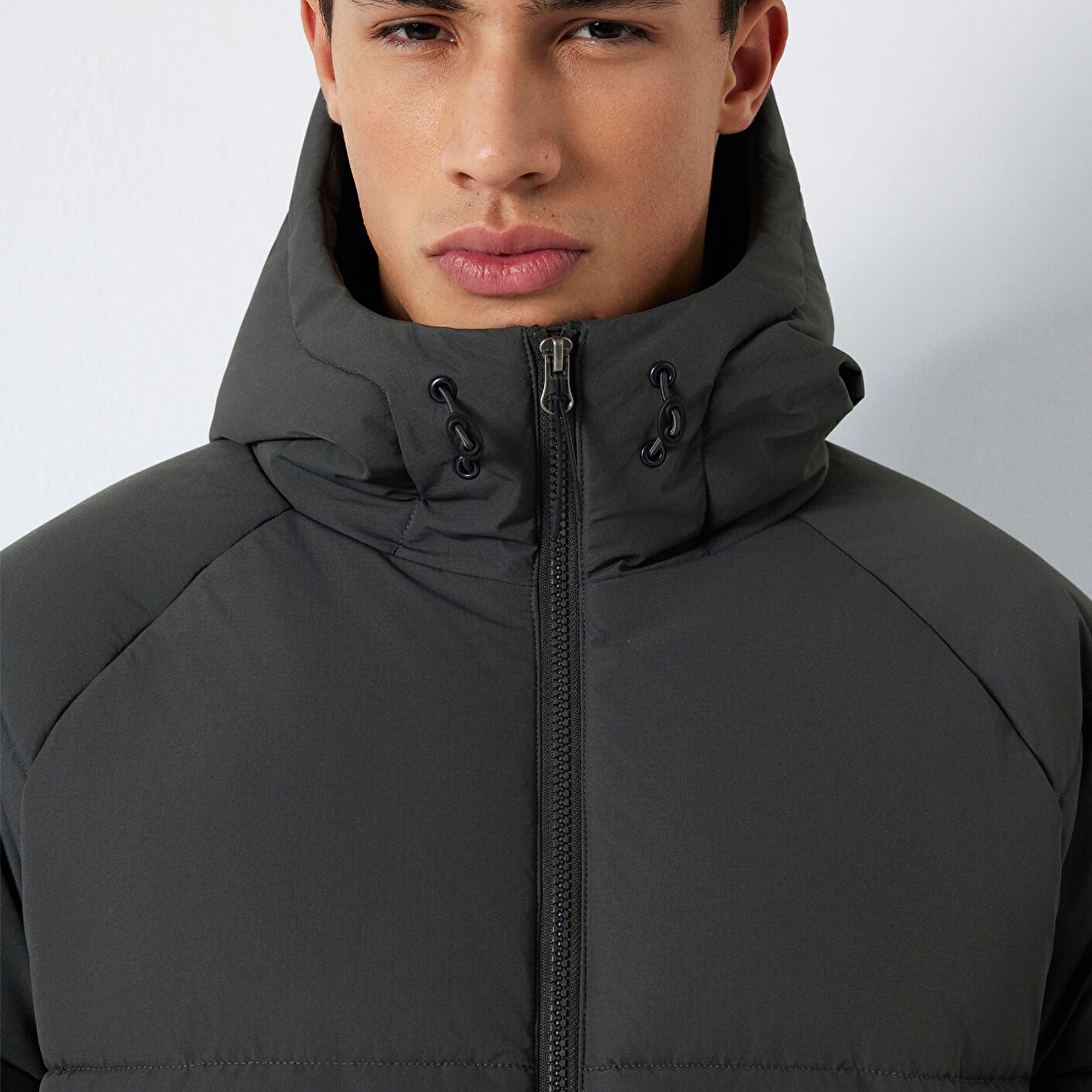 Mavi Kapüşonlu Antrasit Ceket Loose Fit / Bol Rahat Kesim 0110756-89939