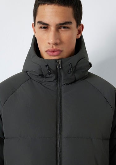  Mavi Kapüşonlu Antrasit Ceket Loose Fit / Bol Rahat Kesim 0110756-89939