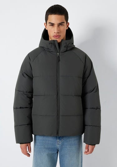  Mavi Kapüşonlu Antrasit Ceket Loose Fit / Bol Rahat Kesim 0110756-89939