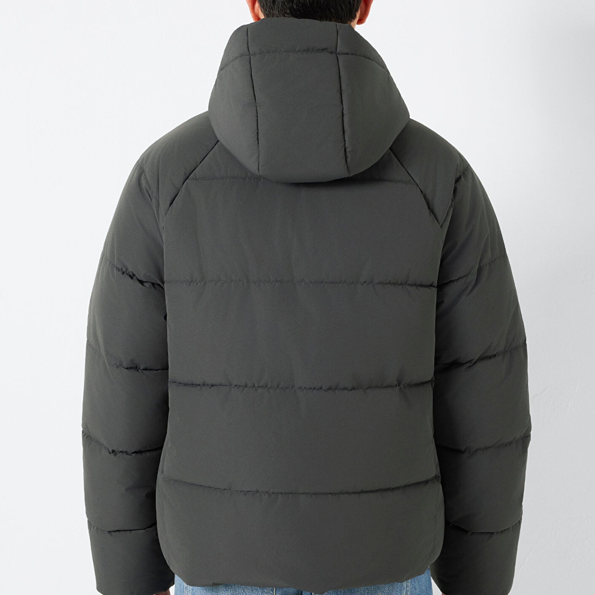 Mavi Kapüşonlu Antrasit Ceket Loose Fit / Bol Rahat Kesim 0110756-89939