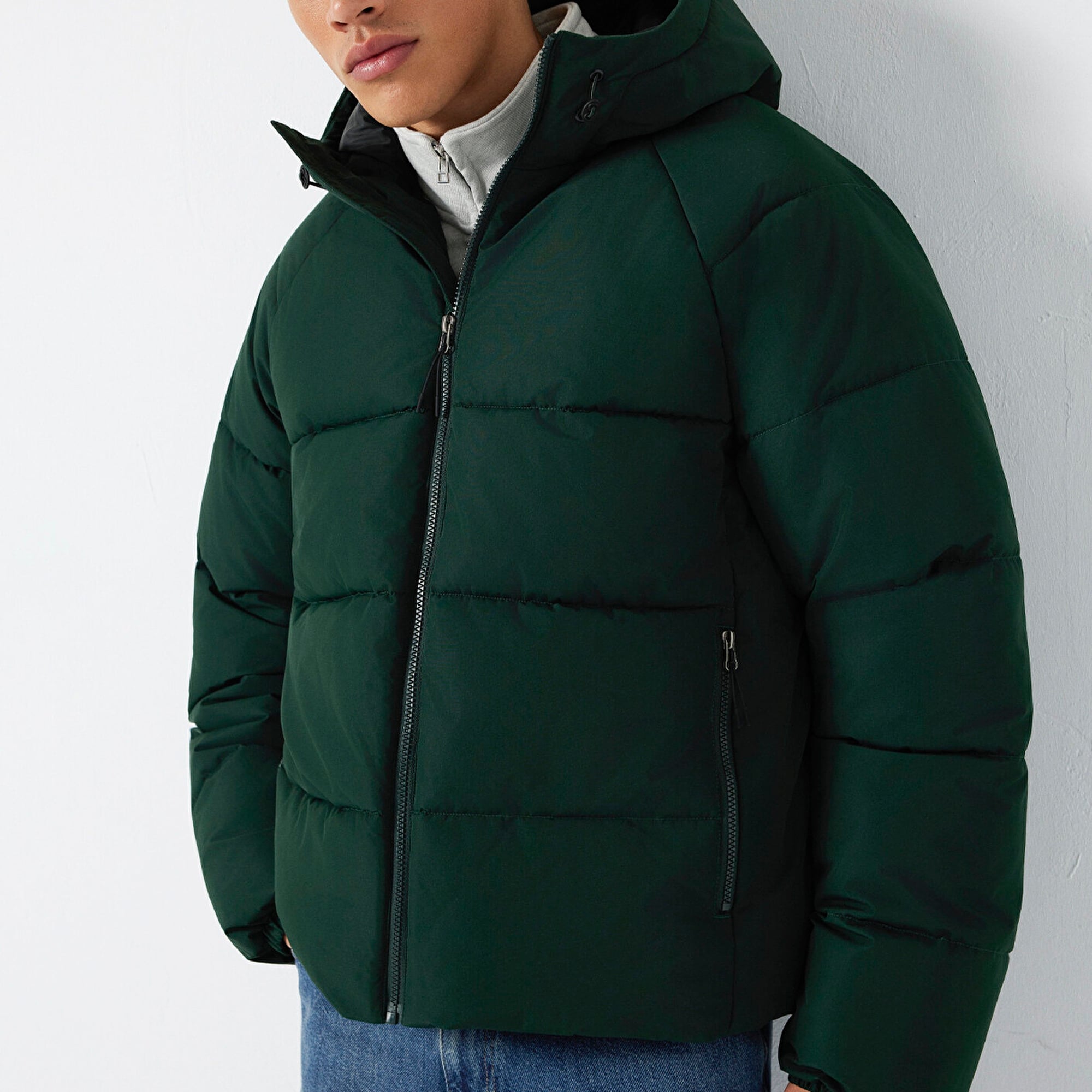 Mavi Kapüşonlu Yeşil Ceket Loose Fit / Bol Rahat Kesim 0110756-85370