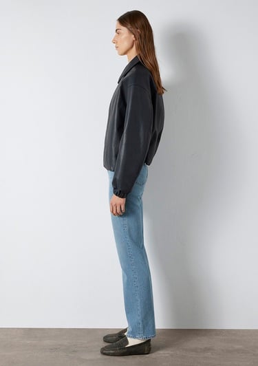  Mavi Lacivert Suni Deri Ceket Oversize / Geniş Kesim 1110614-90372