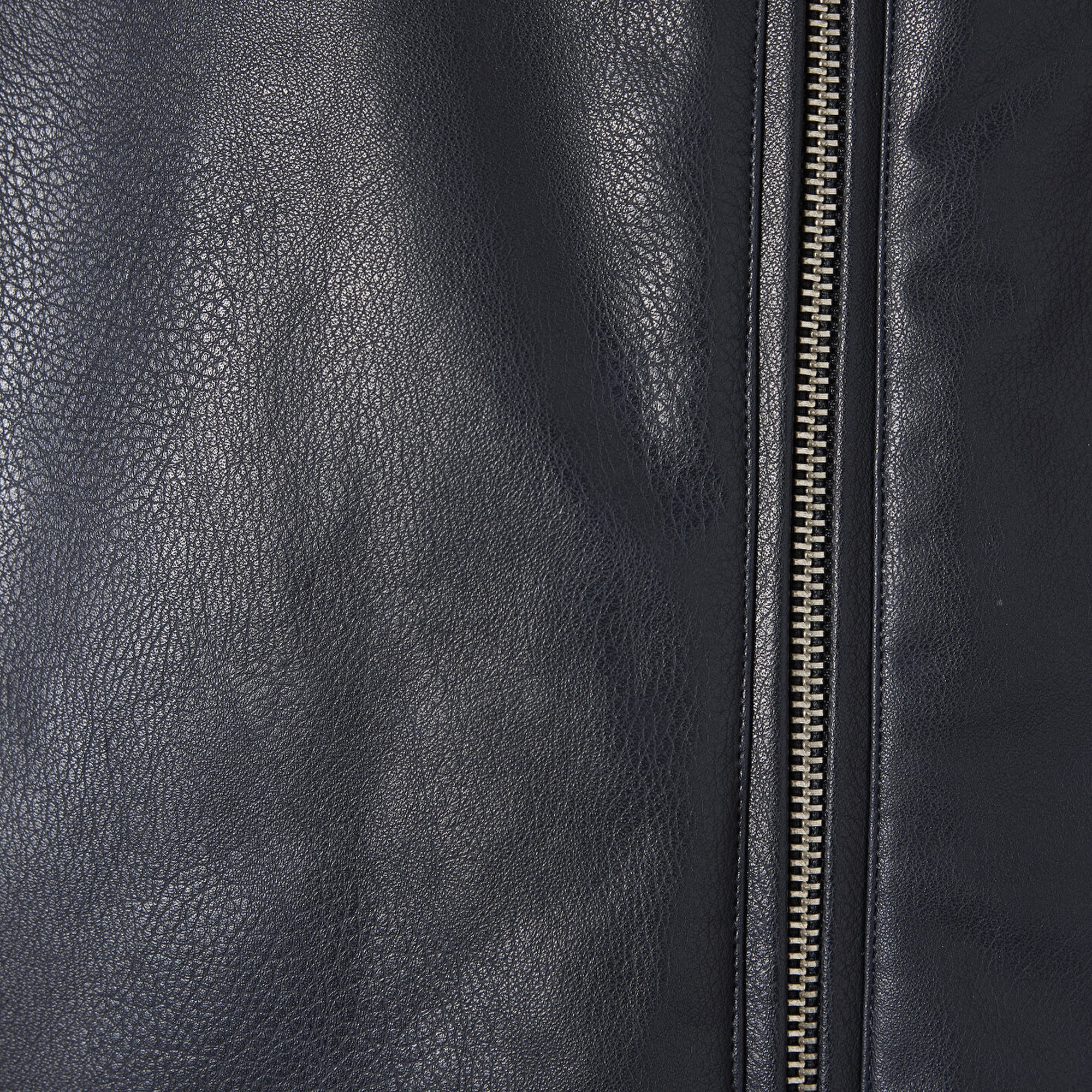 Mavi Lacivert Suni Deri Ceket Oversize / Geniş Kesim 1110614-90372