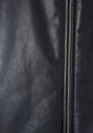  Mavi Lacivert Suni Deri Ceket Oversize / Geniş Kesim 1110614-90372