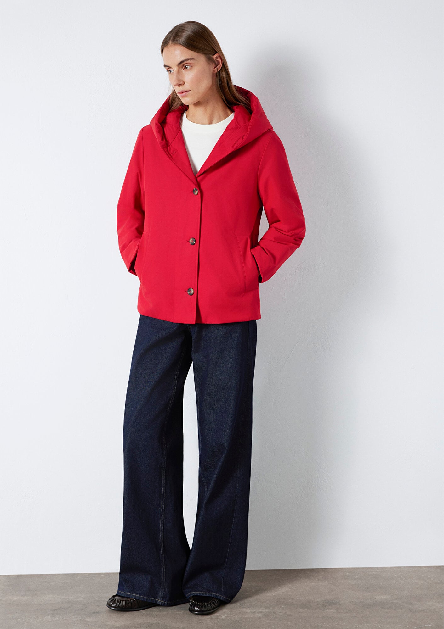  Mavi Kapüşonlu Kırmızı Ceket Regular Fit / Normal Kesim 1110814-88631