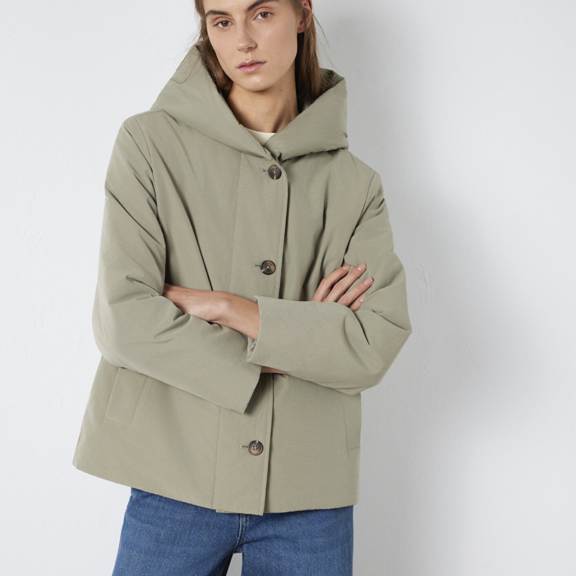 Mavi Kapüşonlu Yeşil Ceket Regular Fit / Normal Kesim 1110814-71818