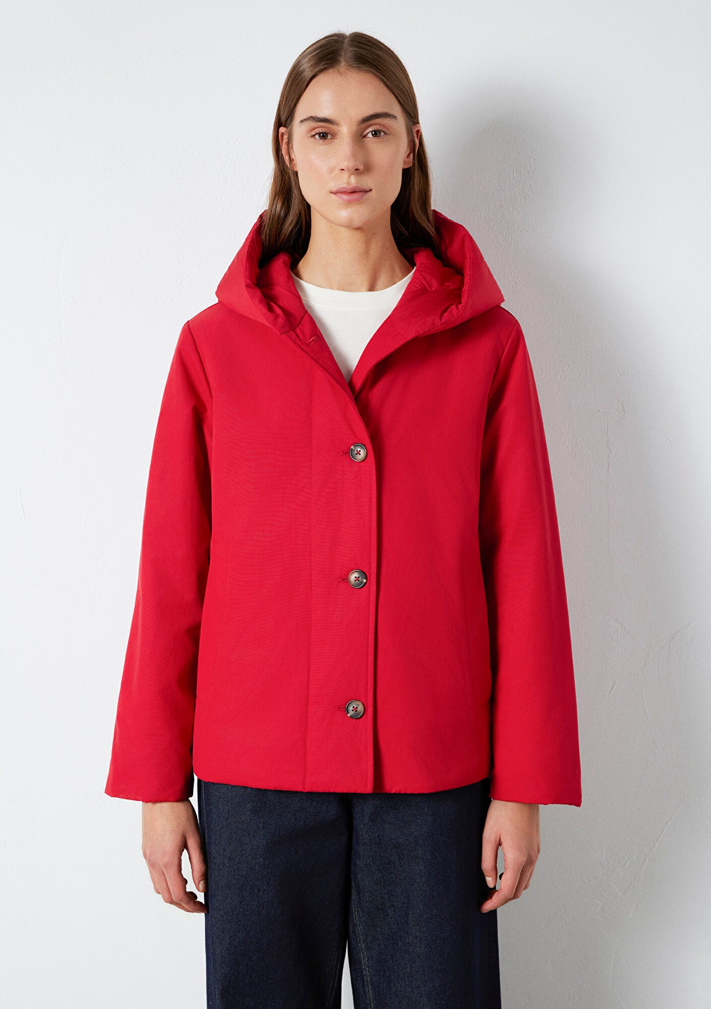 Mavi Kapüşonlu Kırmızı Ceket Regular Fit / Normal Kesim 1110814-88631