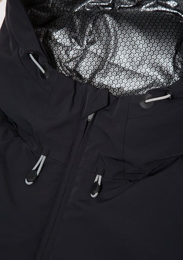  Mavi Su İtici Kapüşonlu Siyah Ceket Loose Fit / Bol Rahat Kesim 0110793-71379