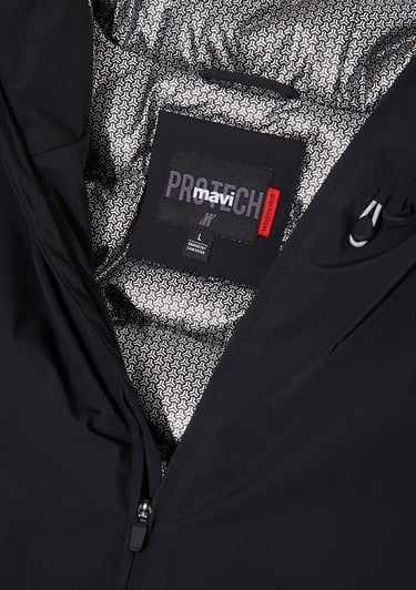  Mavi Su İtici Kapüşonlu Siyah Ceket Loose Fit / Bol Rahat Kesim 0110793-71379