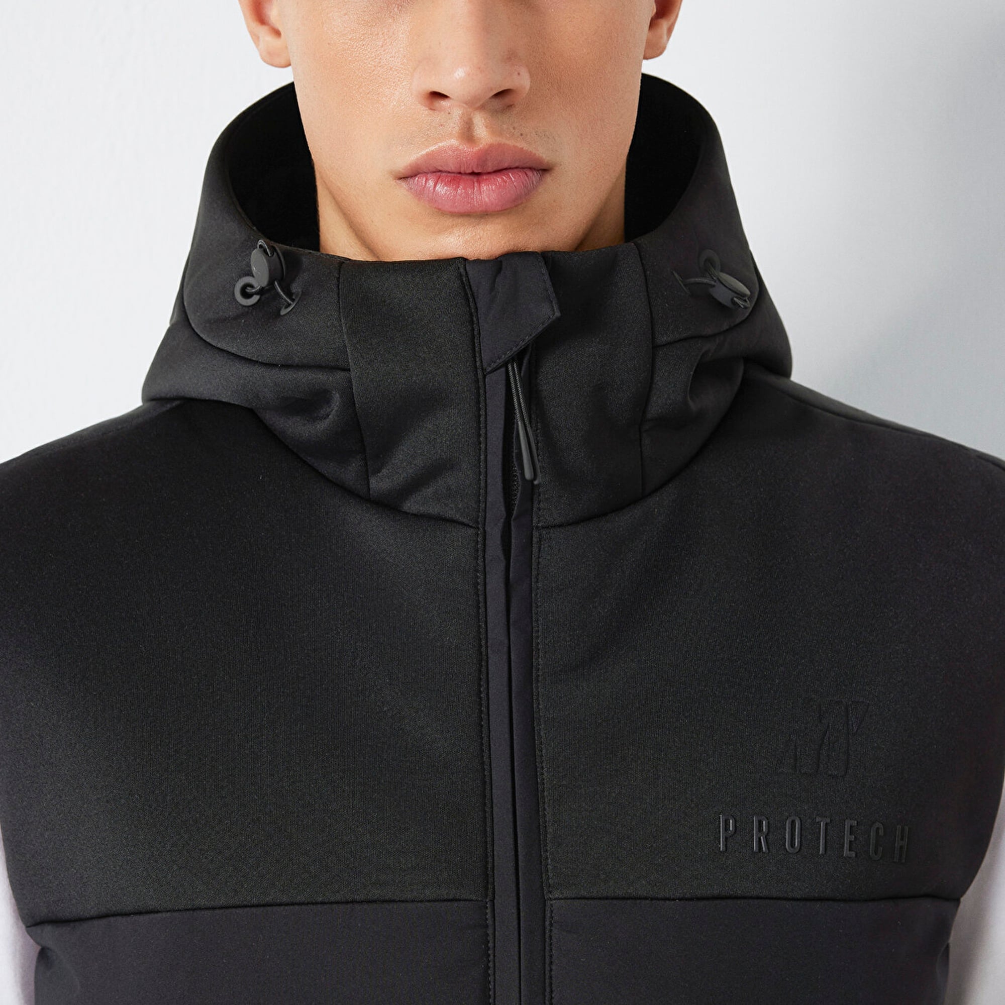 Mavi Kapüşonlu Siyah Yelek Loose Fit / Bol Rahat Kesim 0110786-71379