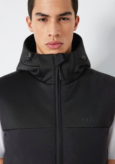  Mavi Kapüşonlu Siyah Yelek Loose Fit / Bol Rahat Kesim 0110786-71379