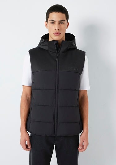  Mavi Kapüşonlu Siyah Yelek Loose Fit / Bol Rahat Kesim 0110786-71379