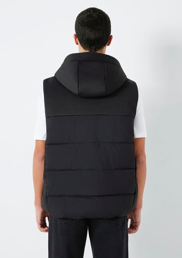  Mavi Kapüşonlu Siyah Yelek Loose Fit / Bol Rahat Kesim 0110786-71379