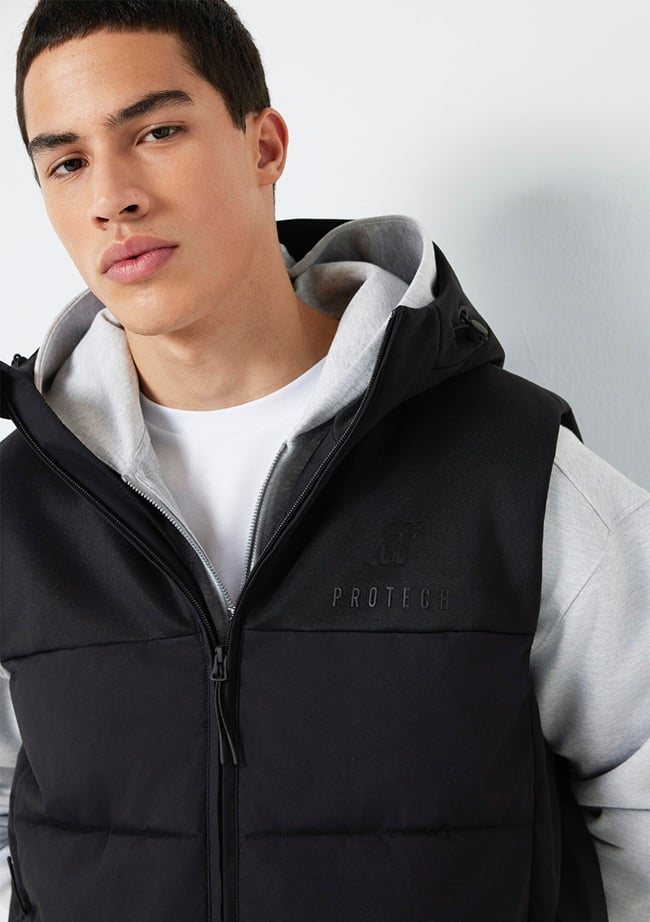  Mavi Kapüşonlu Siyah Yelek Loose Fit / Bol Rahat Kesim 0110786-71379