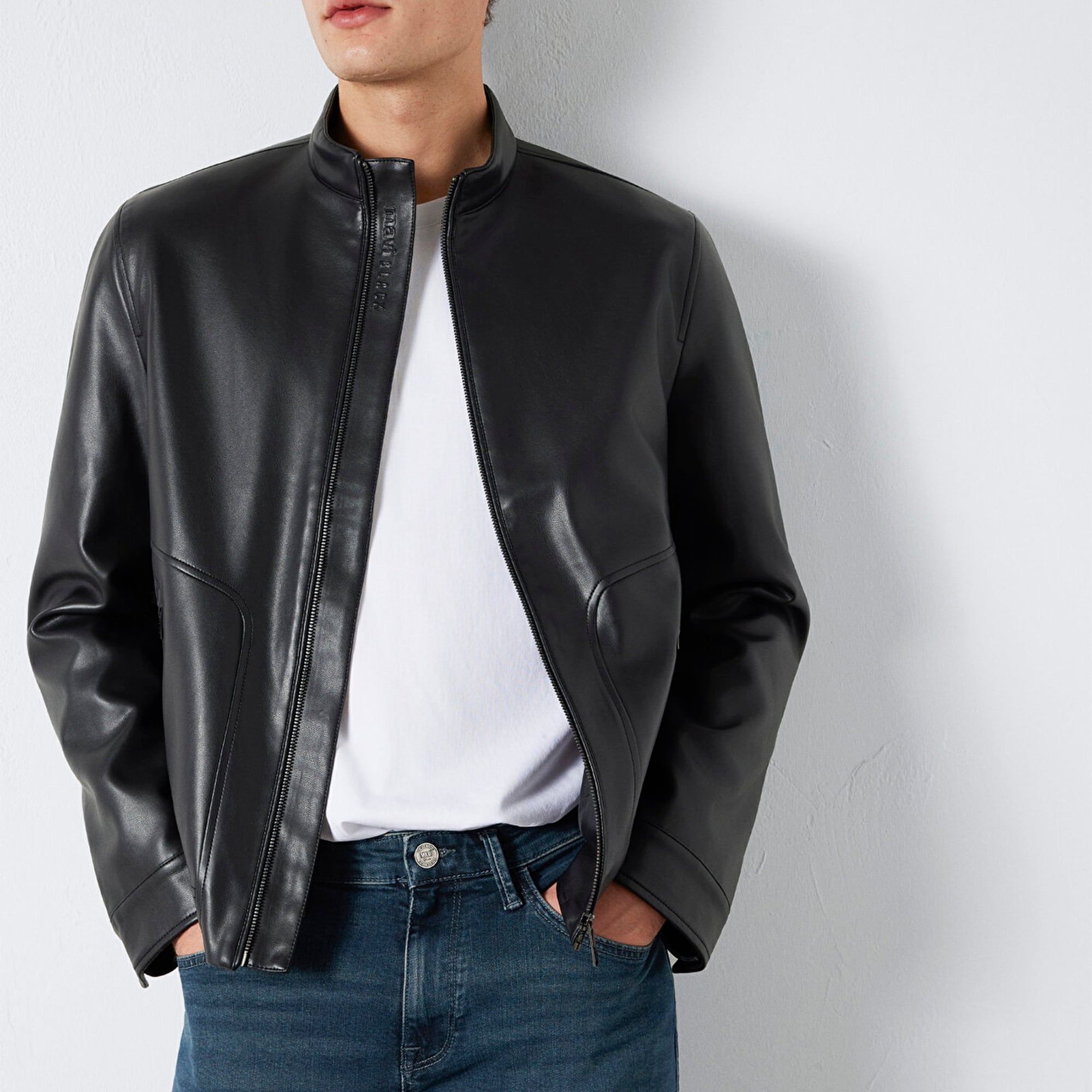 Mavi Siyah Biker Ceket Slim Fit / Dar Kesim 0110789-71379