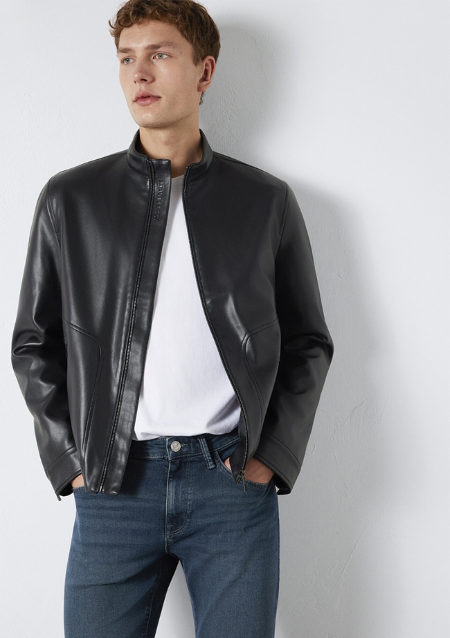  Mavi Siyah Biker Ceket Slim Fit / Dar Kesim 0110789-71379