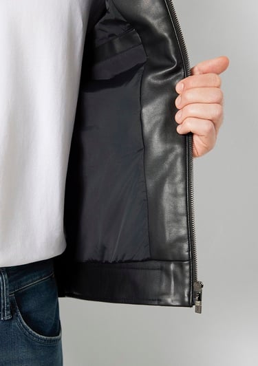  Mavi Siyah Biker Ceket Slim Fit / Dar Kesim 0110789-71379