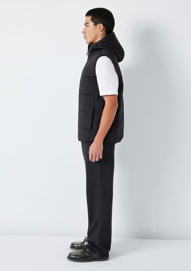  Mavi Kapüşonlu Siyah Yelek Loose Fit / Bol Rahat Kesim 0110786-71379