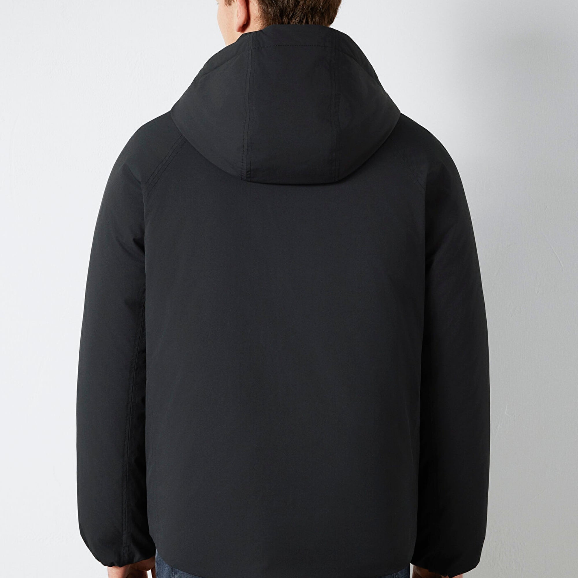 Mavi Kapüşonlu Siyah Ceket Loose Fit / Bol Rahat Kesim 0110758-71379