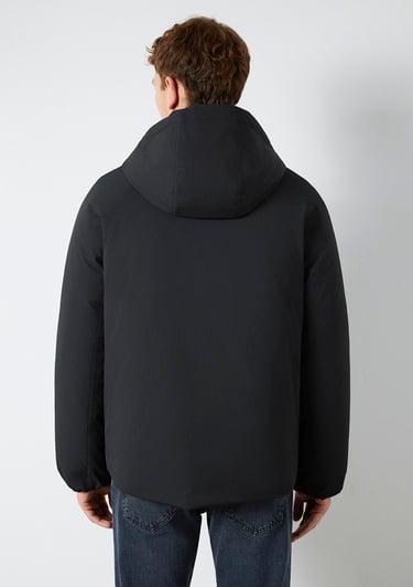  Mavi Kapüşonlu Siyah Ceket Loose Fit / Bol Rahat Kesim 0110758-71379