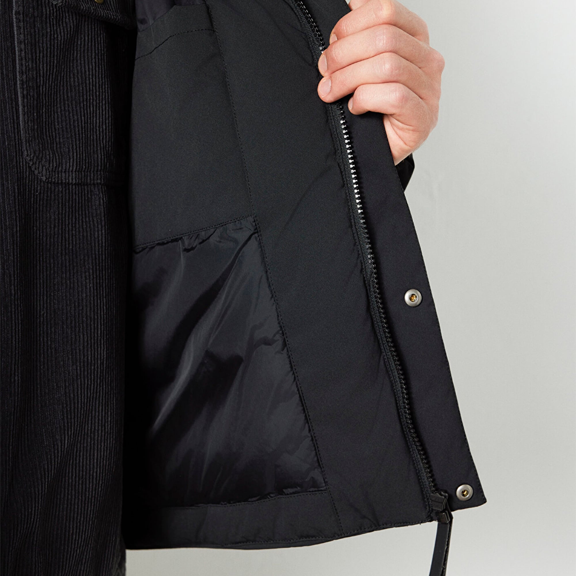 Mavi Kapüşonlu Siyah Ceket Loose Fit / Bol Rahat Kesim 0110758-71379