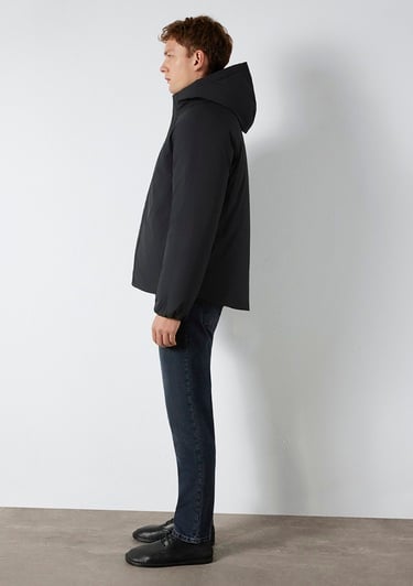  Mavi Kapüşonlu Siyah Ceket Loose Fit / Bol Rahat Kesim 0110758-71379