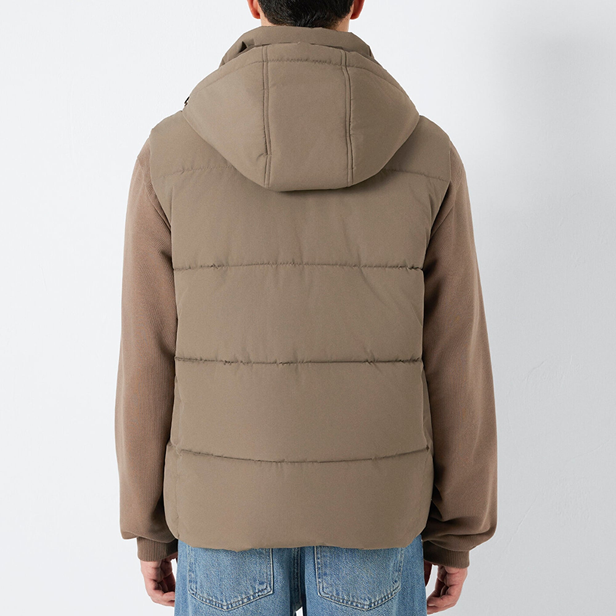 Mavi Kapüşonlu Kahverengi Yelek  0110744-70376