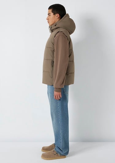  Mavi Kapüşonlu Kahverengi Yelek  0110744-70376