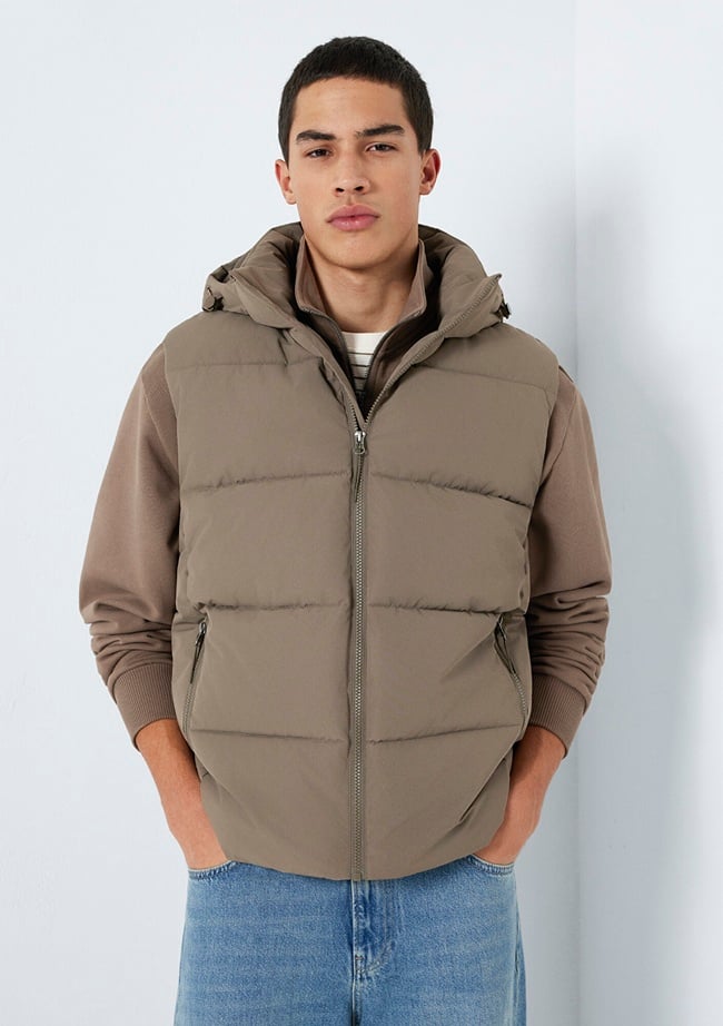  Mavi Kapüşonlu Kahverengi Yelek  0110744-70376