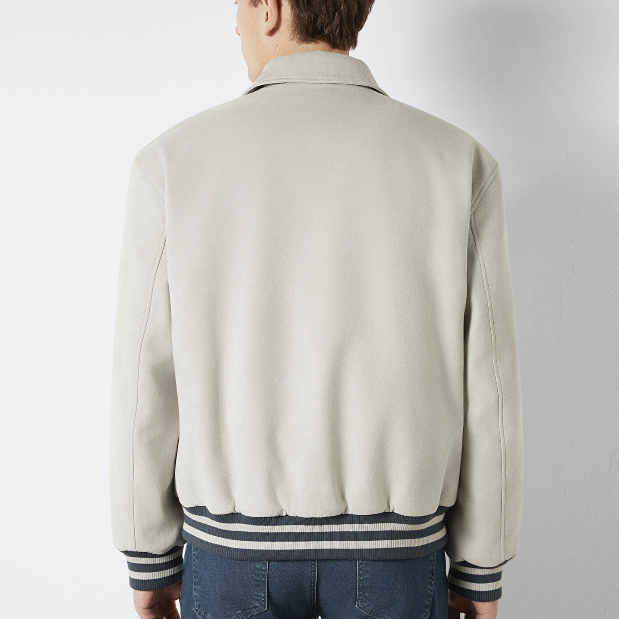 Mavi Gri Biker Ceket Loose Fit / Bol Rahat Kesim 0110767-70075