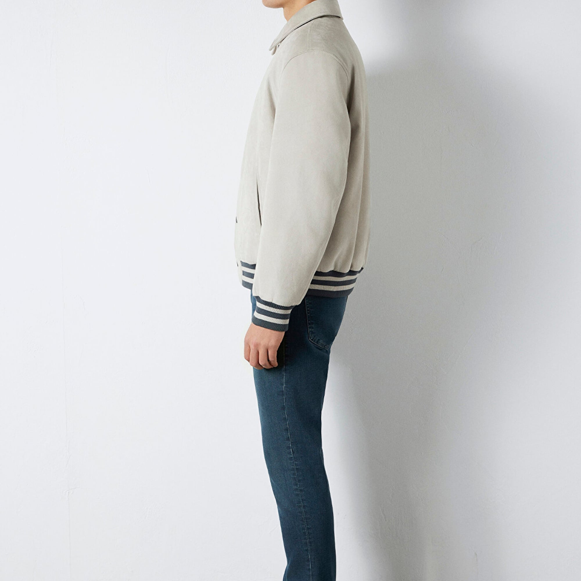 Mavi Gri Biker Ceket Loose Fit / Bol Rahat Kesim 0110767-70075