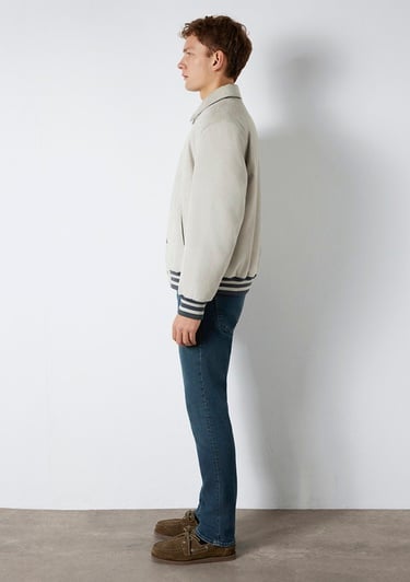  Mavi Gri Biker Ceket Loose Fit / Bol Rahat Kesim 0110767-70075