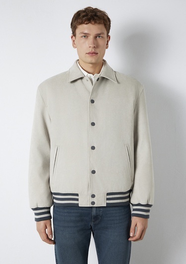  Mavi Gri Biker Ceket Loose Fit / Bol Rahat Kesim 0110767-70075