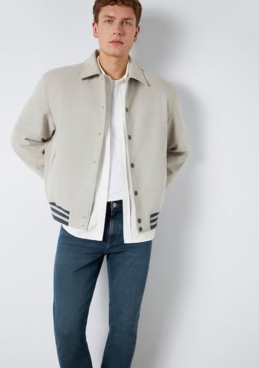  Mavi Gri Biker Ceket Loose Fit / Bol Rahat Kesim 0110767-70075